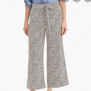 J crew leopard cropped wide-leg pant